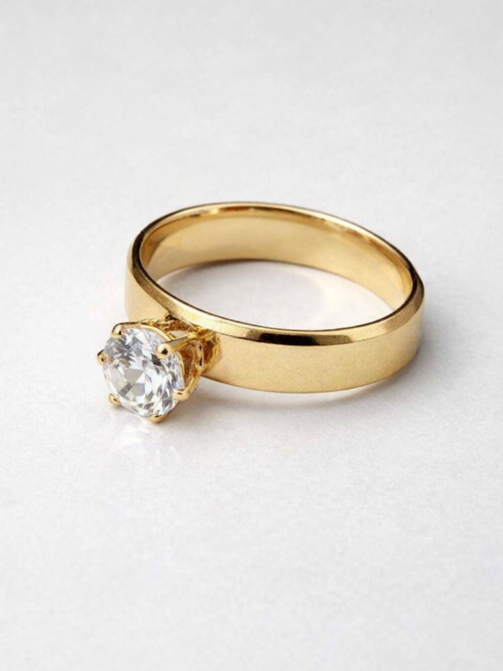 NWT Gorgeous Minimalist Solitaire Ring Smooth Band Round Cut Stone size 9